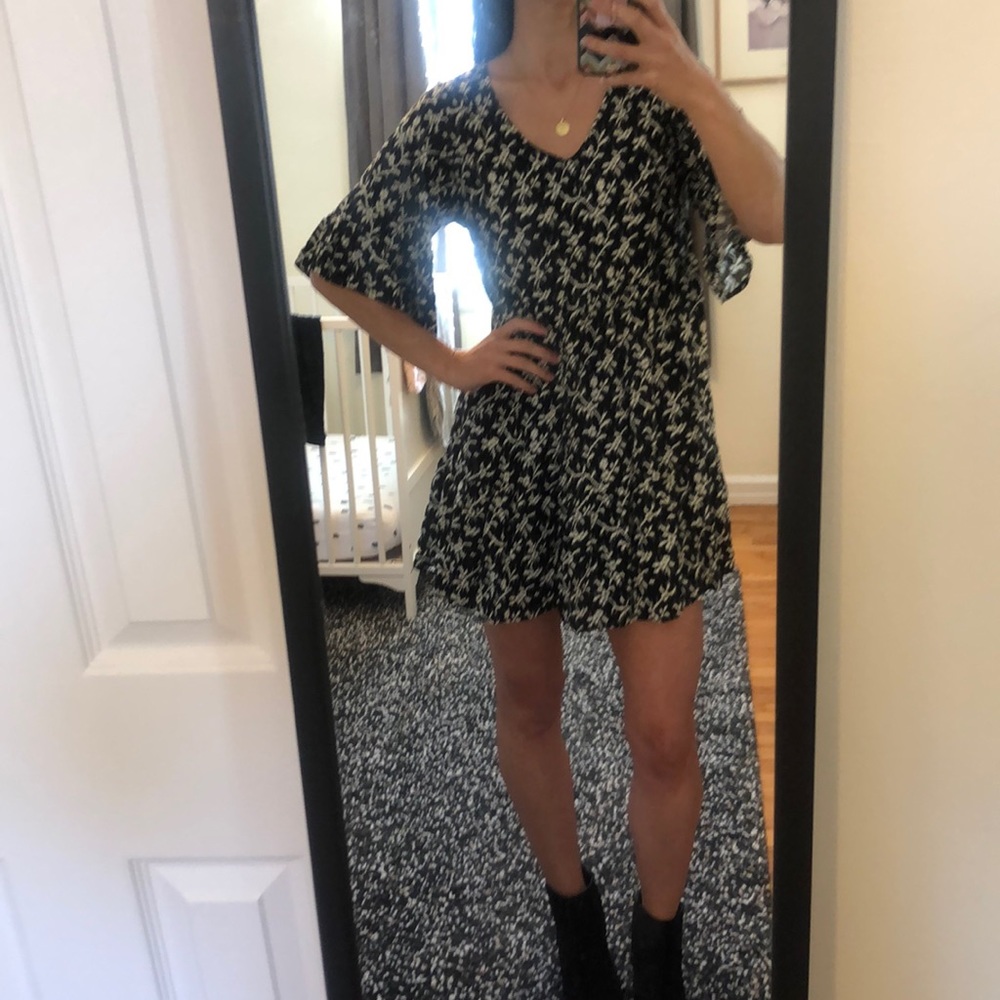 Black Printed Babydoll Dress